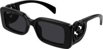 Gucci Rechthoekige Zonnebril - unisex - Zonnebrillen - Zwart - 54 MM - Accessoires