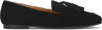 Kazar Zwarte su&egrave;de loafers met dubbele sierbandjes - Dames - Loafers - Zwart - 36 EU - Su&egrave;de - Schoenen