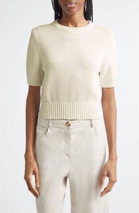 Toccin Elsie Short Sleeve Wool & Cashmere Sweater in Ivory at Nordstrom, Size Xx-Small