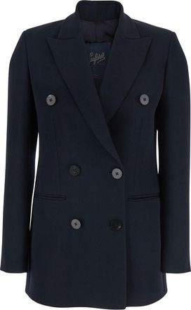 The Seafarer betty Blue Double-breasted Jacket With Peak Lapel In Wool Woman