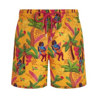 Vilebrequin Badmode, Heren, Veelkleurig, XL, Leer, Tropicalia Monogram Schildpadden Jacquard Zwemshorts