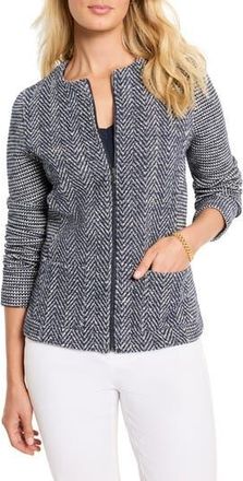 Nic+Zoe Mix Zip Front Knit Jacket in Indigo Mix at Nordstrom Rack, Size Large