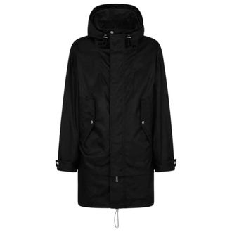 Dsquared2 Mens Fish Tail Long Black Parka Jacket Nylon - Size X-Large