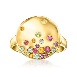Ross-Simons Multi-Gemstone Disc Ring in 18kt Gold Over Sterling