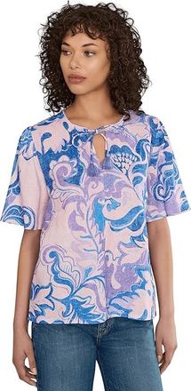 Johnny Was Ruffle Sleeve Field Blouse- Ravena Womens Clothing Ravena : MD, Linen