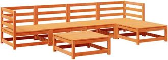 vidaXL Juego De Sof&aacute;s De Jard&iacute;n 6 Pzas Madera Maciza Pino Marr&oacute;n Cera Vidaxl