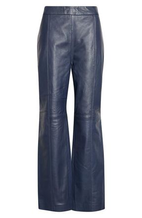 St. John Leather Trousers in Midnight at Nordstrom, Size 8