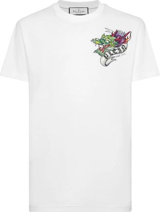 Philipp Plein T-Shirt Ronde Hals Tattoo - Heren - T-shirts - Wit - 3XL - Katoen - Tops