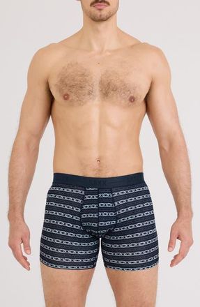 Saxx Smooth Luxe Micro Modal Boxer Briefs in Link Stripe-Dark Ink at Nordstrom, Size Xx-Large
