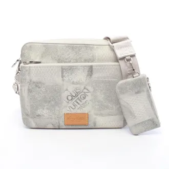 Louis Vuitton Gray Coated Canvas Leather Handbag Shoulder Bag (Pre-Owned)