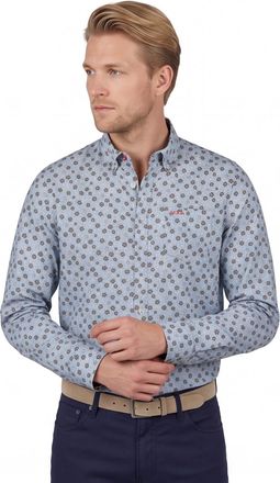 N-Z-A- NEW ZEALAND AUCKLAND linnen New Zealand casual overhemd normale fit blauw geprint