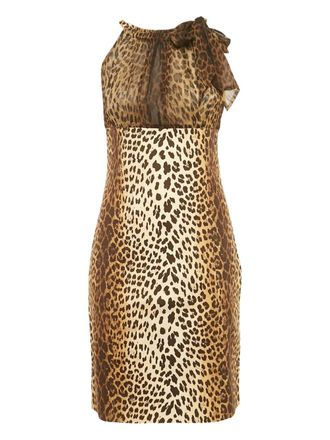 Love Moschino Halterjurk met luipaardprint - Bruin