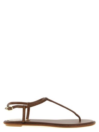 Rene Caovilla Brown Slip On Sandals