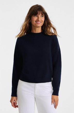 Lands End CashTouch Drop Shoulder Mock Neck Sweater in Navy Heather at Nordstrom, Size X-Small