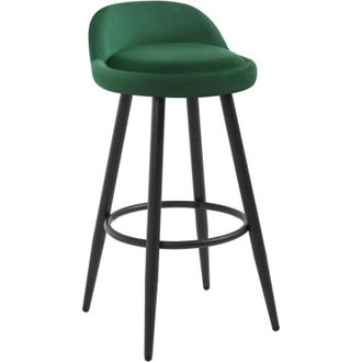 Woltu Sgabello Bar Sedia Cucina Alta con Poggiapiedi in Velluto e Metallo 1 x Verde Scuro