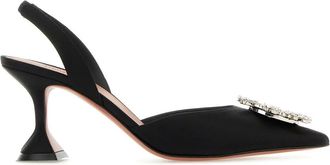 Amina Muaddi Black Satin Begum Pumps