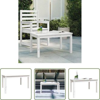 vidaXL Tavolo da giardino bianco - Tavolo da Giardino Bianco 82,5x50,5x45 cm Legno Massello Pino