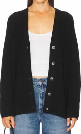 Velvet Monet V-Neck Cardigan In Charcoal