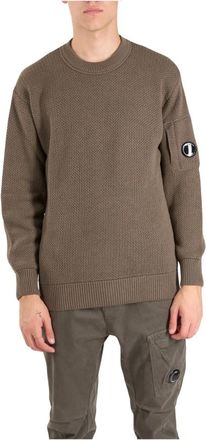 C.P. Company Wollen Lens Trui met Ribdetails - Heren - Ronde hals truien - Groen - XL - Wol - Truien & Vesten