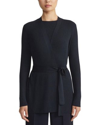 Lafayette 148 New York Plus Belted Rib Silk-Blend Cardigan