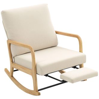 HOMCOM Silla mecedora 70x89x97.5 cm crema