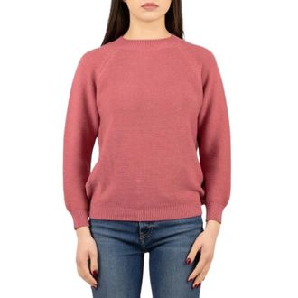 Max Mara Round-neck Knitwear, female, Pink, Size: L Round-neck Cotton Knit