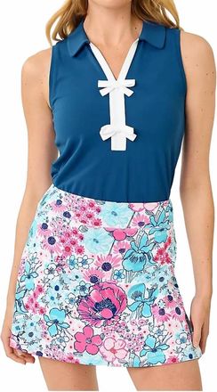Lilly Pulitzer Luxletic Frida Sleeveless Bow Polo In Starlight Navy