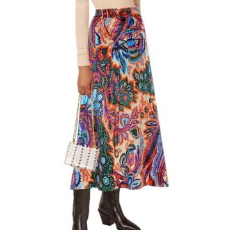Paco Rabanne Velvet Metallic Multi Coloured Midi Skirt Size M