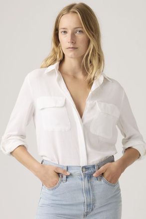 Levi's Camisa Elaine Utility de lino - Mujer - M - Blanco / Bright White Cotton Linen