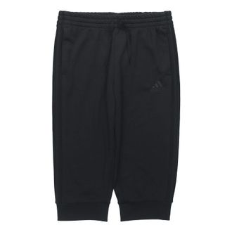 adidas M 3s Ft Tc 34pt Embroidered Logo Stripe Knit Bundle Feet Cropped Pants Black GK8990