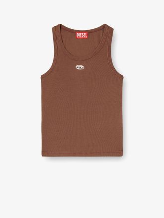 Diesel Canotta slim fit a costine con logo Oval D in metallo - DIESEL - gender_Woman