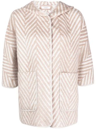 PESERICO herringbone hooded cape - Neutrals