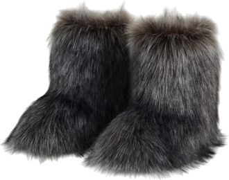 Generic Womens Faux Fur Boots, Fluffy Mid-Calf Boots, Sexy Yet Cute And Stylish, Comfortable Outdoor Flat Shoes, Warm In Winter