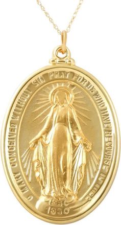 Pompeii3 14k Yellow Gold St. Mary Medal Pendant 1.5 Tall 10 Grams