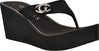 Guess Shai Platform Wedge Flip Flop in Black at Nordstrom, Size 10