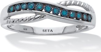 Palm Beach Jewelry 06 TCW Blue Diamond Sterling Silver Twist Ring