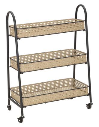 Mauro Ferretti Carro con 3 estantes de metal marr&oacute;n y negro &oslash; 60x30x80 cm