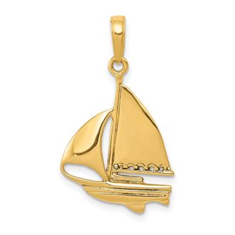 Diamond2Deal 14k Yellow Gold Sailboat Pendant