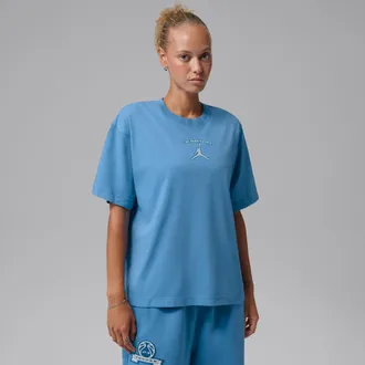 Nike Jordan Womens Jordan Girlfriend T-Shirt in Blue | IM7151-489