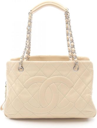 Chanel Ivory Leather Tote Bag (Pre-Owned)
