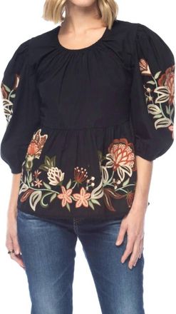 Tolani Uri Embroidered Blouse In Black