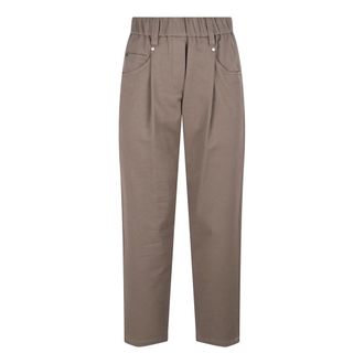 Brunello Cucinelli Brunello Cucinelli, Tapered Trousers, female, Brown, Size: 2XS Baggy Trousers