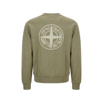 Stone Island Logo-Print Organic Cotton Sweatshirt - Green