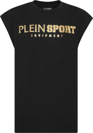 Plein Sport Tanktop T-shirt Gelamineerd - Heren - Sportshirts - Zwart - XS - Katoen - Fitness