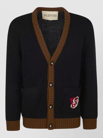 Valentino Garavani wool cardigan contrast trim front pockets