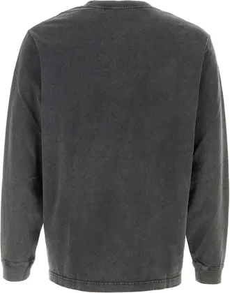 Maison Kitsun&eacute; Mens Charcoal Cotton T-Shirt Blackfaded Exterior: Organic T-shirts And Polos