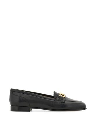 Ferragamo Goat Skin Leather Gold Bit Loafers