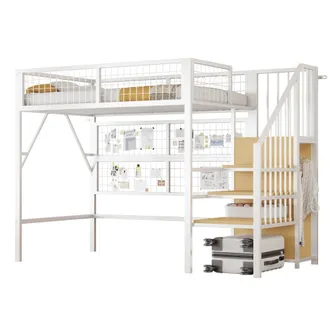 STILVORA Letto A Soppalco Singolo Con Scala Contenitore, Armadio Aperto E Led, 90 &times; 200 Cm, Senza Materasso