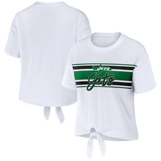 WEAR by Erin Andrews Womens WEAR by Erin Andrews White New York Jets Front Tie Retro T-Shirt at Nordstrom, Size Xx-Large