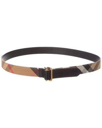 Burberry Reversible Check Canvas & Leather Belt